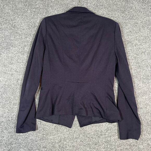 H&M Blazer Womens 12 Blue 4 Button Jacket Long Sleeve Comfort Shoulder Padding - Picture 8 of 9